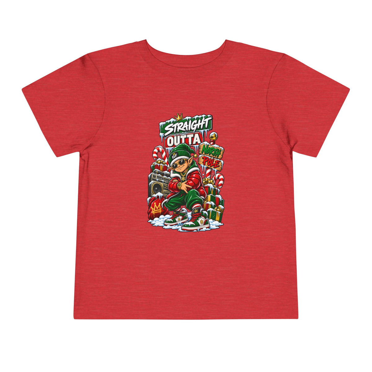 Straight Outta Elf graphic Toddler Tee | Christmas elf, candy cane holiday design