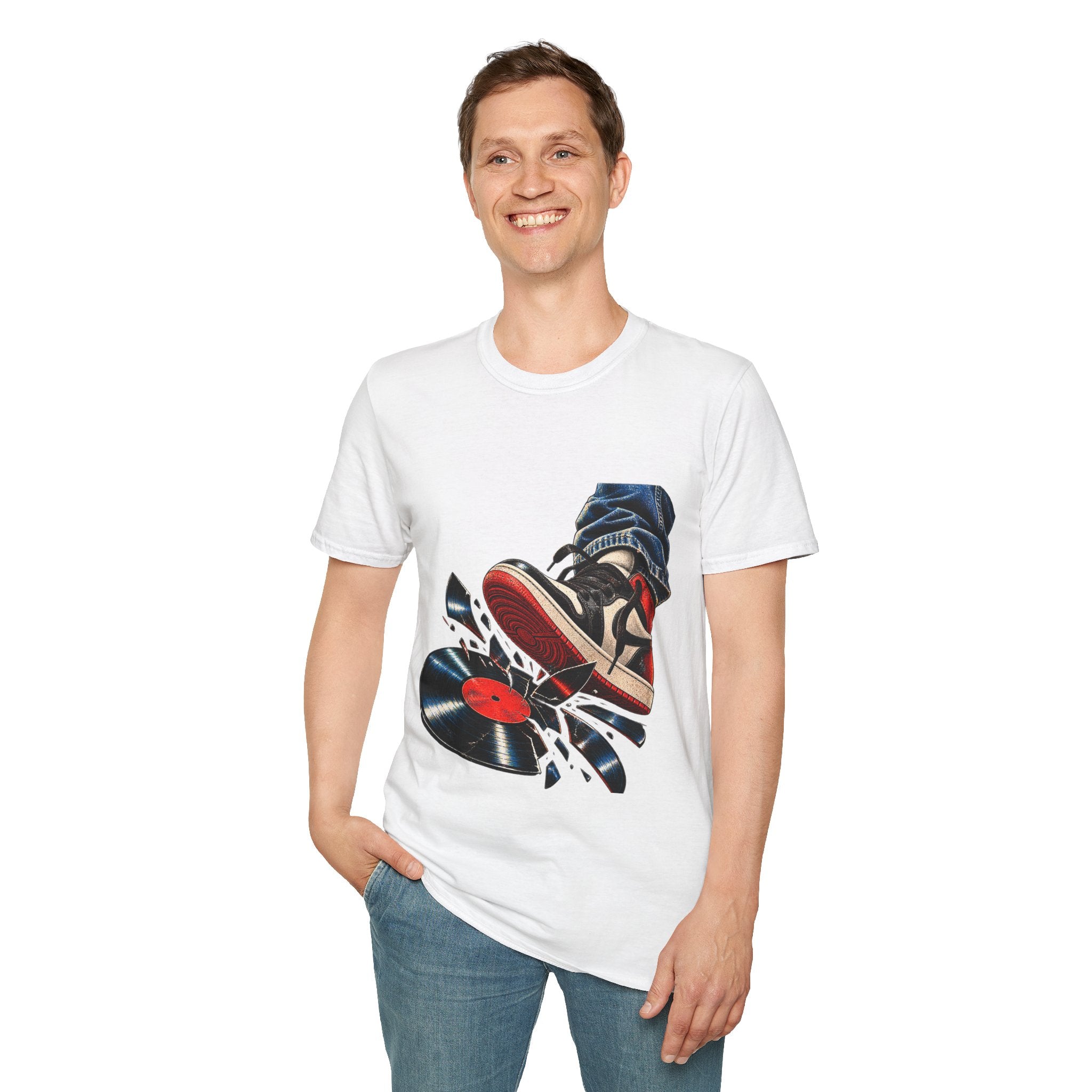 Sneaker Step with Vinyl Record T-Shirt | Retro Music Streetwear