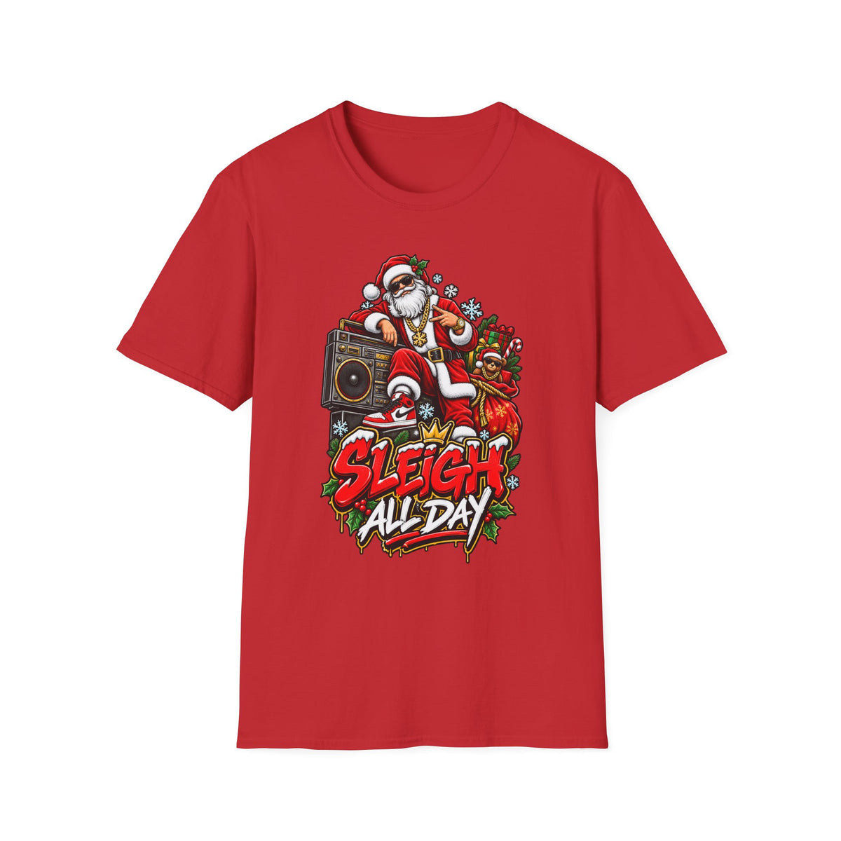 Sleigh All Day Santa graphic T-Shirt | Christmas hip hop holiday tee | 1990's 2000's Nostalgia Throwback