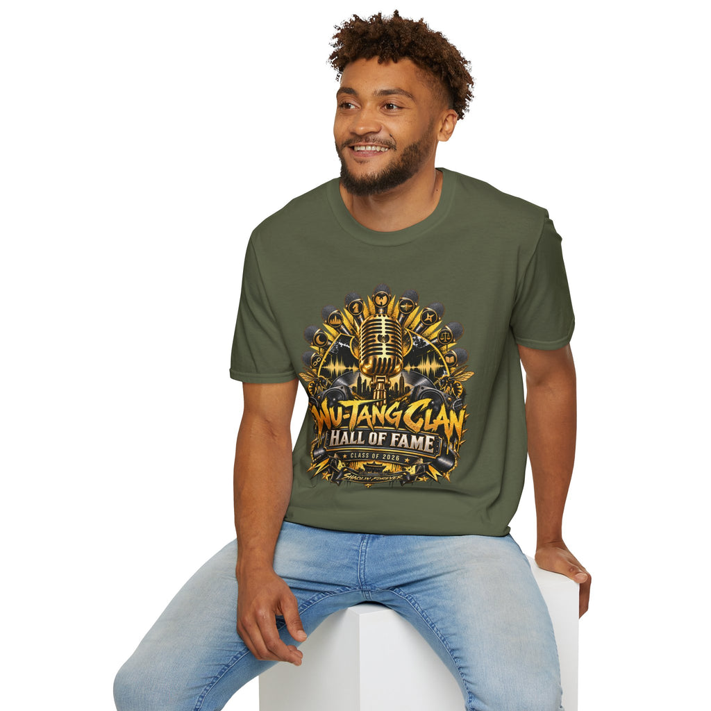 Wu-Tang Clan Rock and Roll Hall of Fame Graphic T-Shirt | Microphone Emblem | 90s 00s Hip Hop Nostalgia