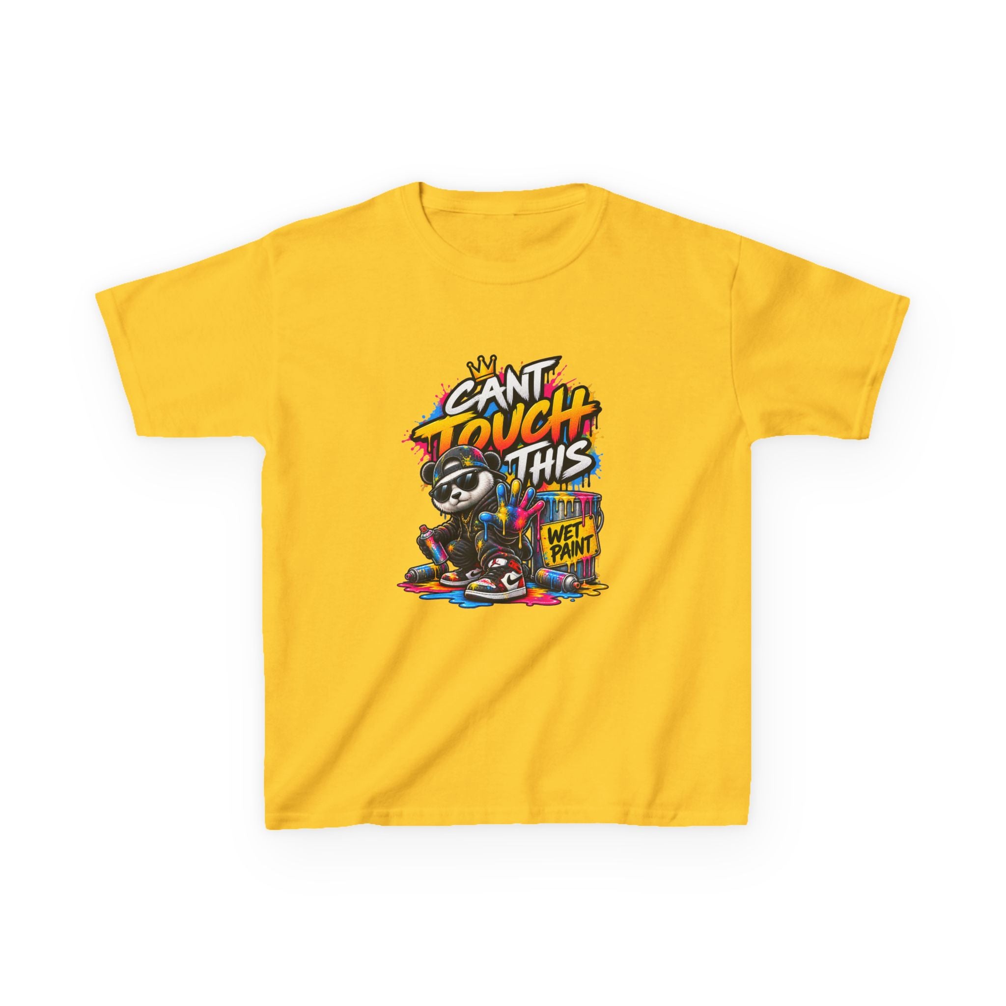 Cant Touch This Skateboard Panda Kids T-Shirt | Retro Graffiti Street