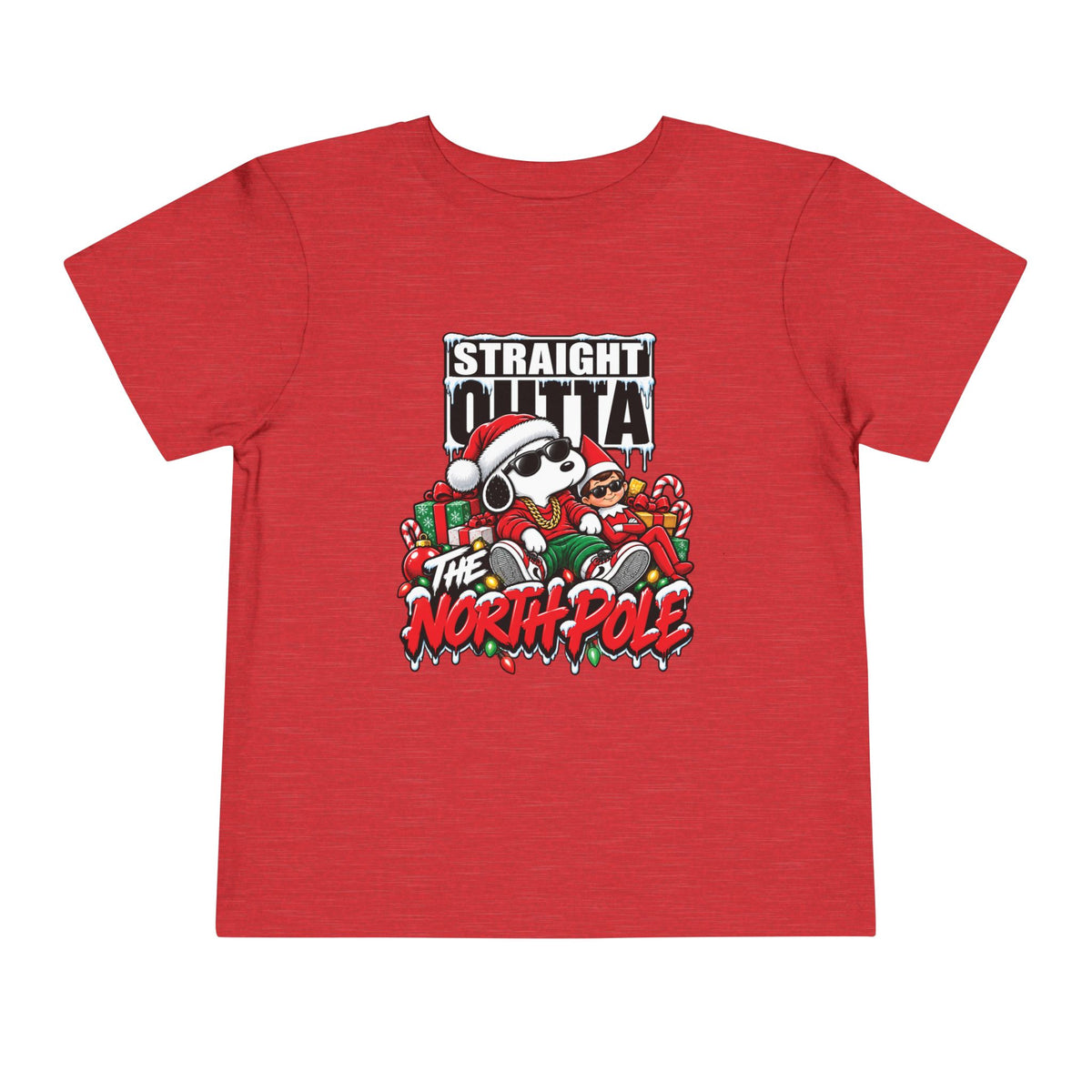 Straight Outta Elf graphic Toddler Tee | Christmas elf, candy cane holiday design