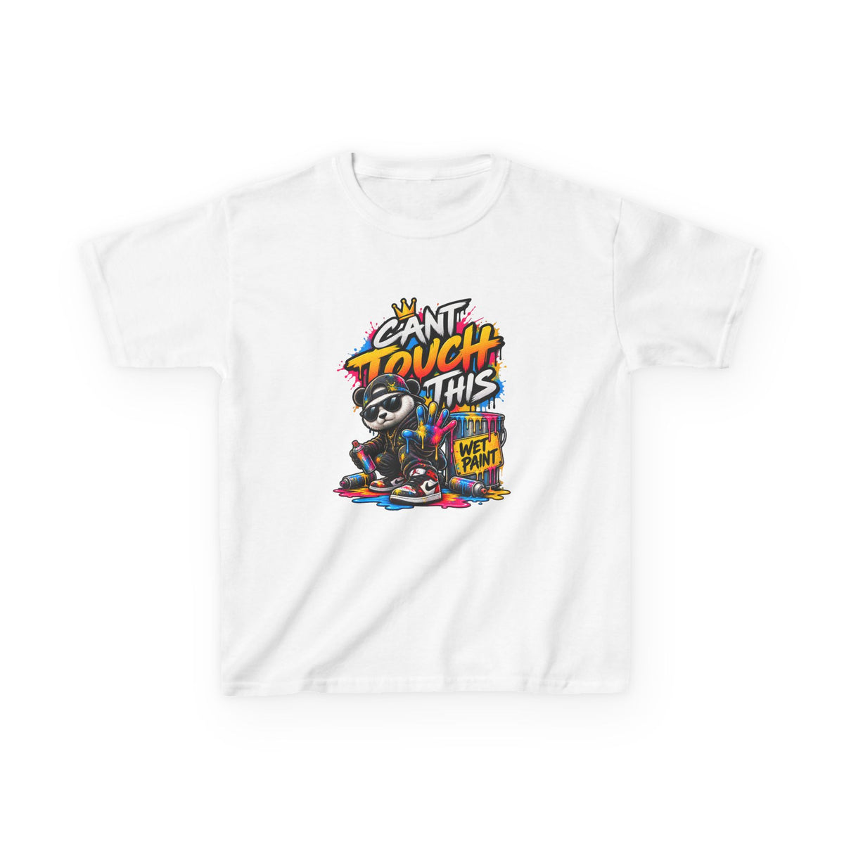 Cant Touch This Skateboard Panda Kids T-Shirt | Retro Graffiti Street