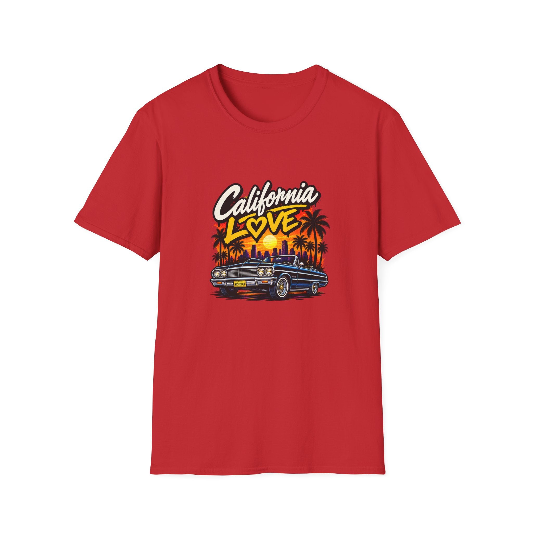 California Love T-Shirt | Sunset Palm Trees, Classic Car Beach Scene