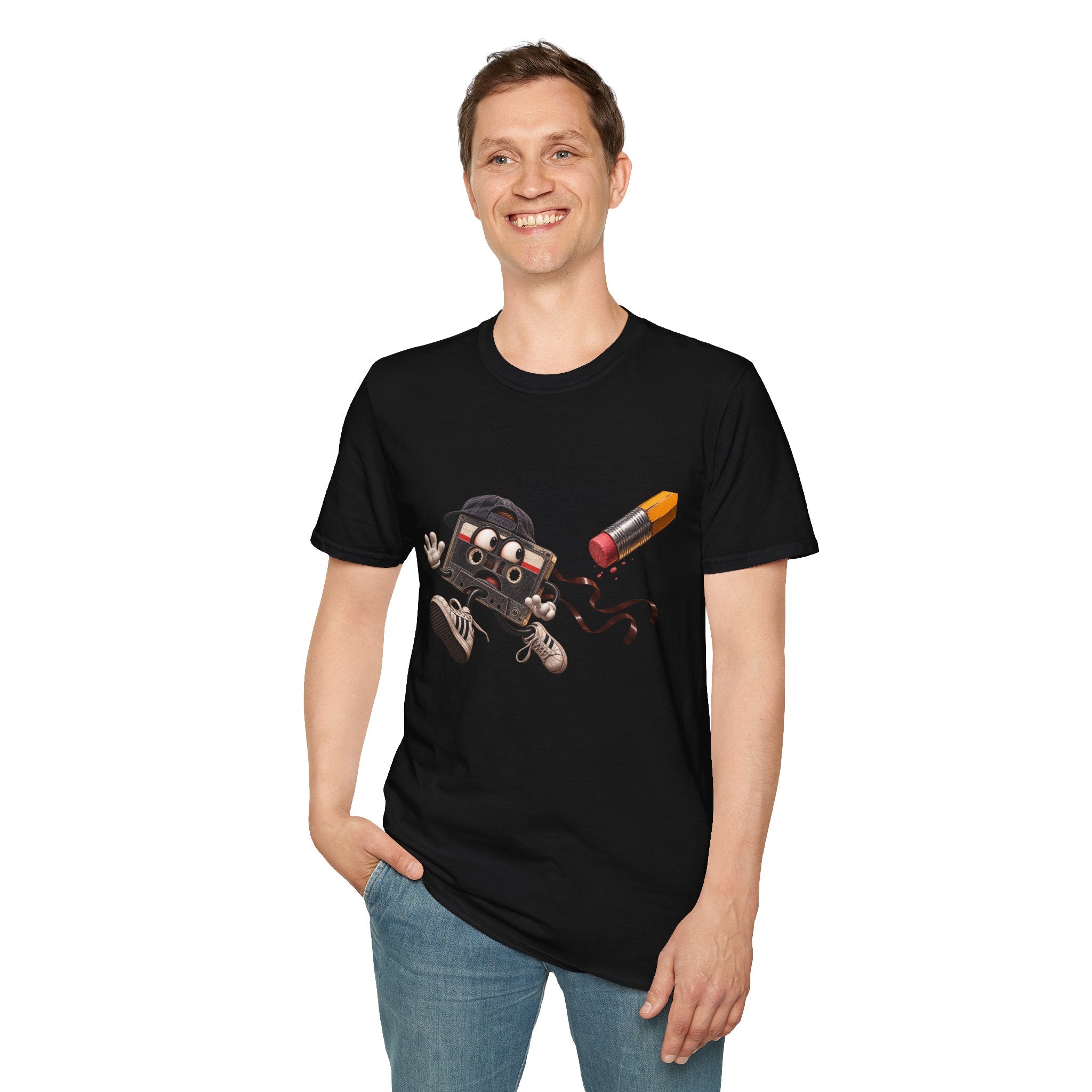 Cute Retro Cassette Tape Running, T-Shirt 1990's 2000's Nostalgia Throwback