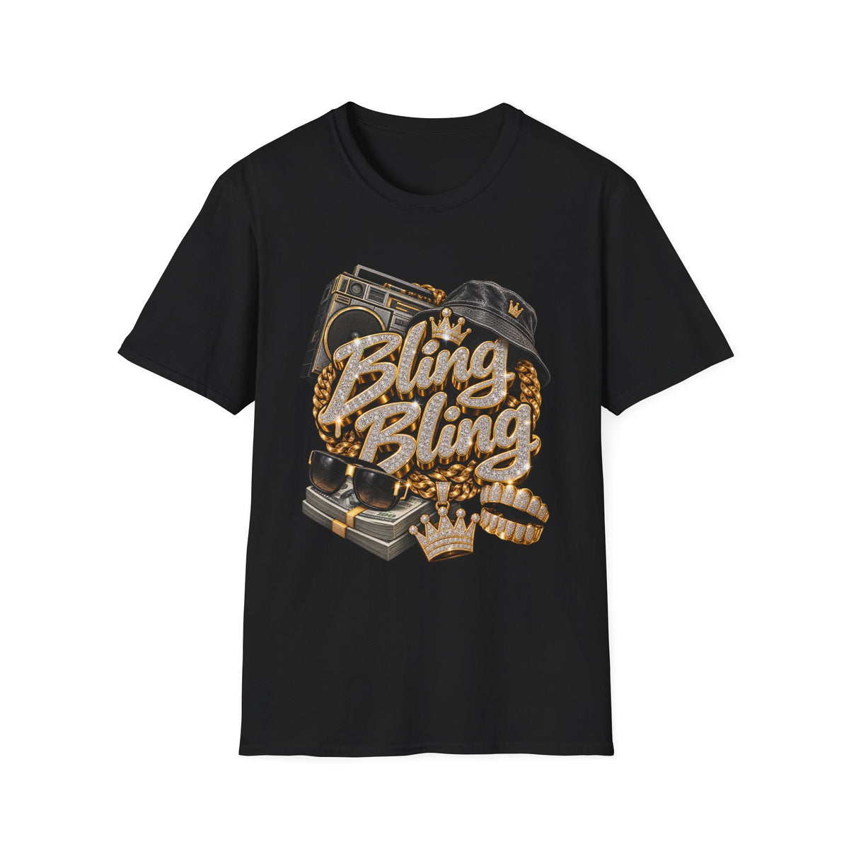 Bling Bling Boombox T-Shirt | Retro Hip Hop Graphic Tee | 90's 00's Hip Hop Pop Culture Nostalgia