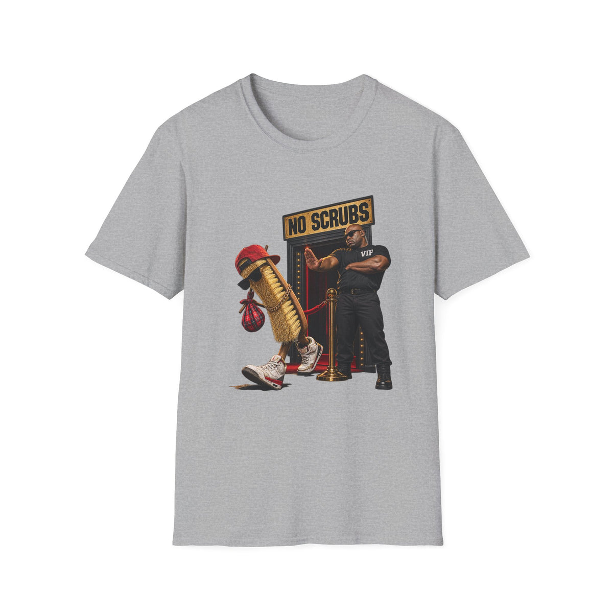 No Scrubs design T-Shirt | 90s R&B humor, VIP bouncer graphic | 1990's 2000's Nostalgia Throwback