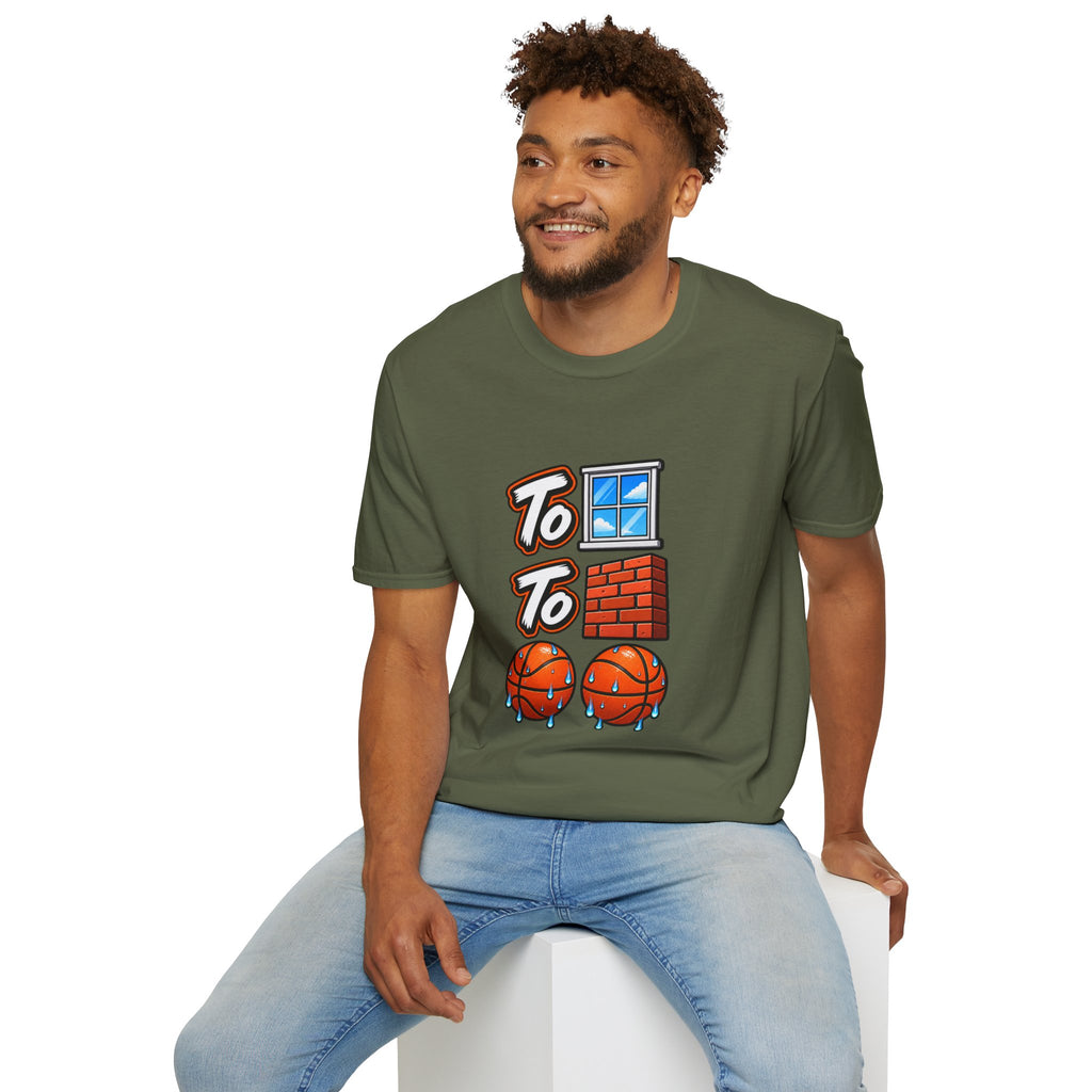 To the Window To the Wall Sweat Basketballs T-Shirt | Sports Emoji Design | 90s 00s Hip Hop Pop Culture Nostalgia Millennial Era