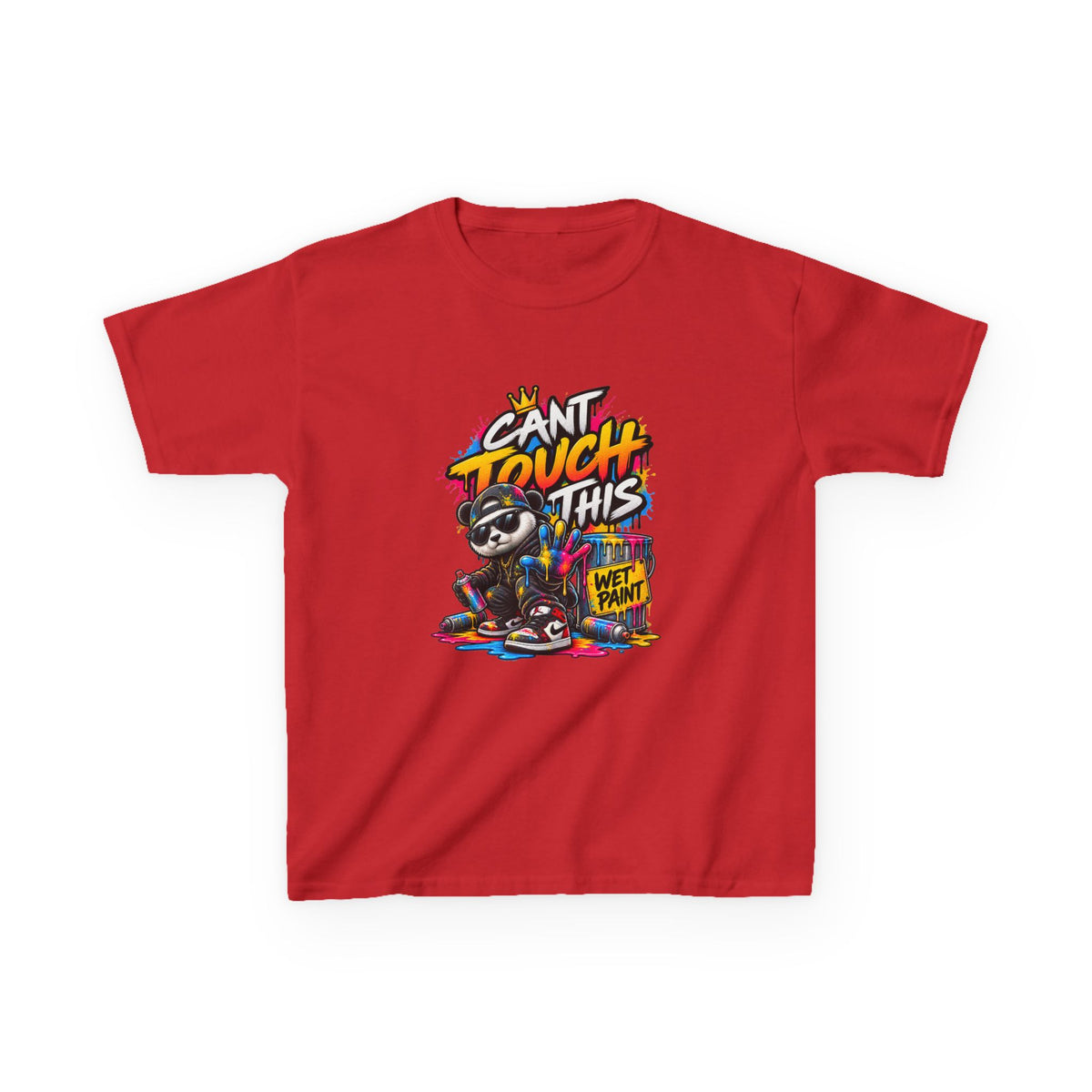 Cant Touch This Skateboard Panda Kids T-Shirt | Retro Graffiti Street