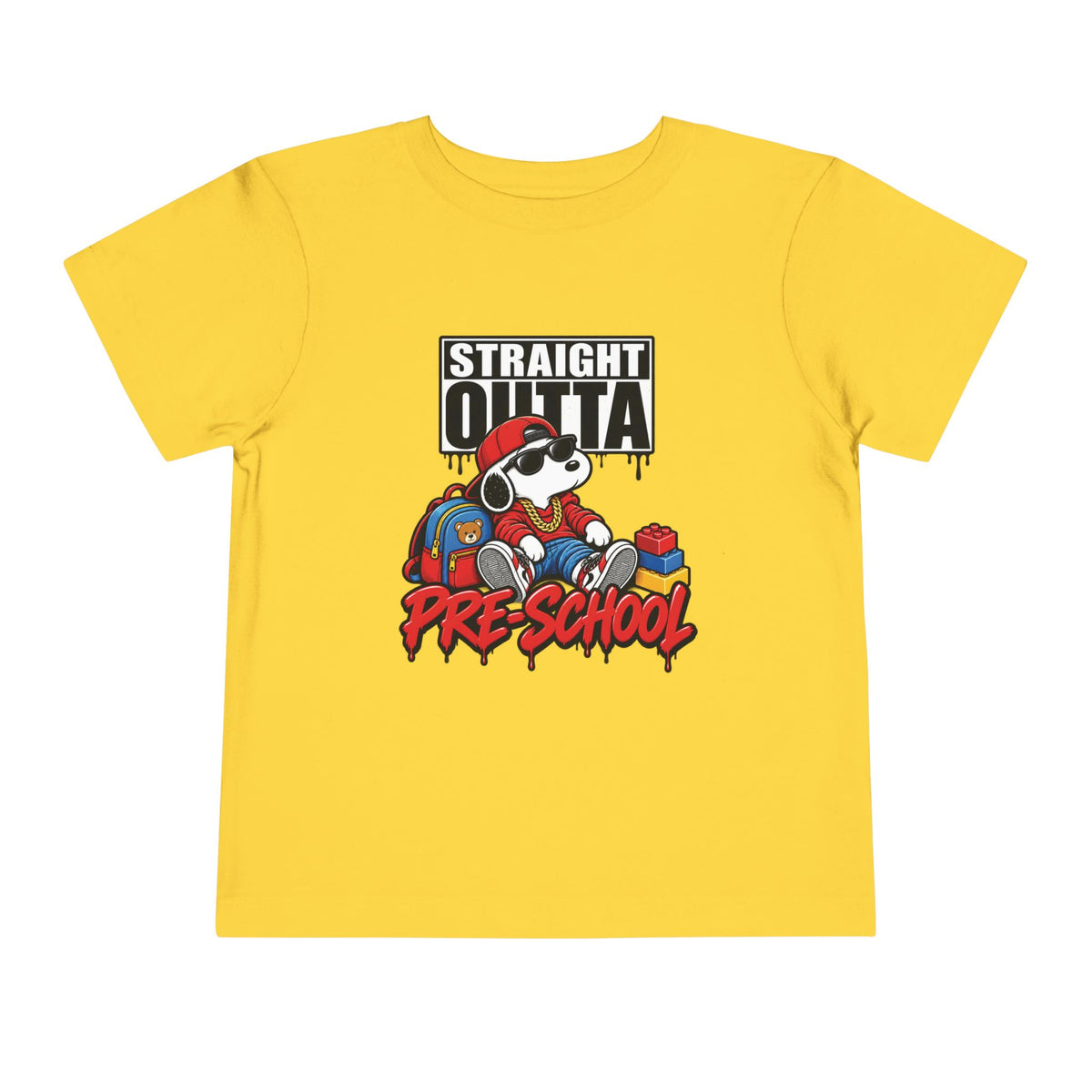 Straight Outta Pre-School Toddler Tee | Cool Cartoon Dog School Shirt | 90s 2000s Retro Nostalgic Tee