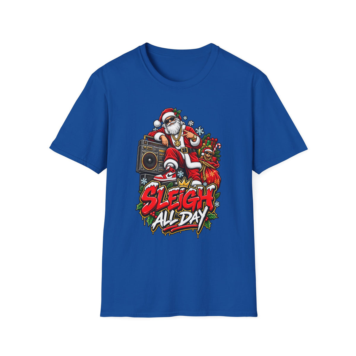 Sleigh All Day Santa graphic T-Shirt | Christmas hip hop holiday tee | 1990's 2000's Nostalgia Throwback
