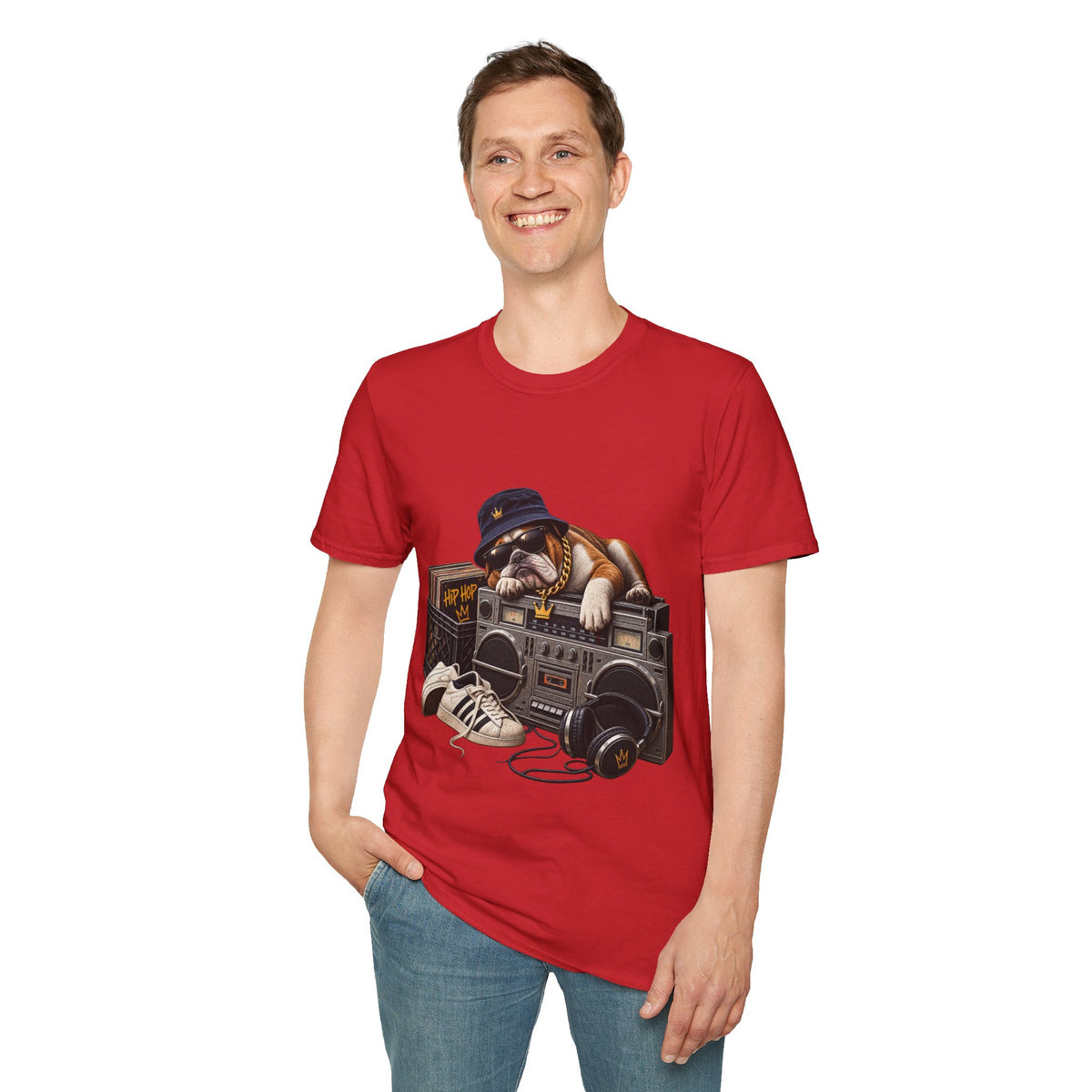 Hip Hop Bulldog DJ T-Shirt | Cute Retro Boombox Streetwear Tee