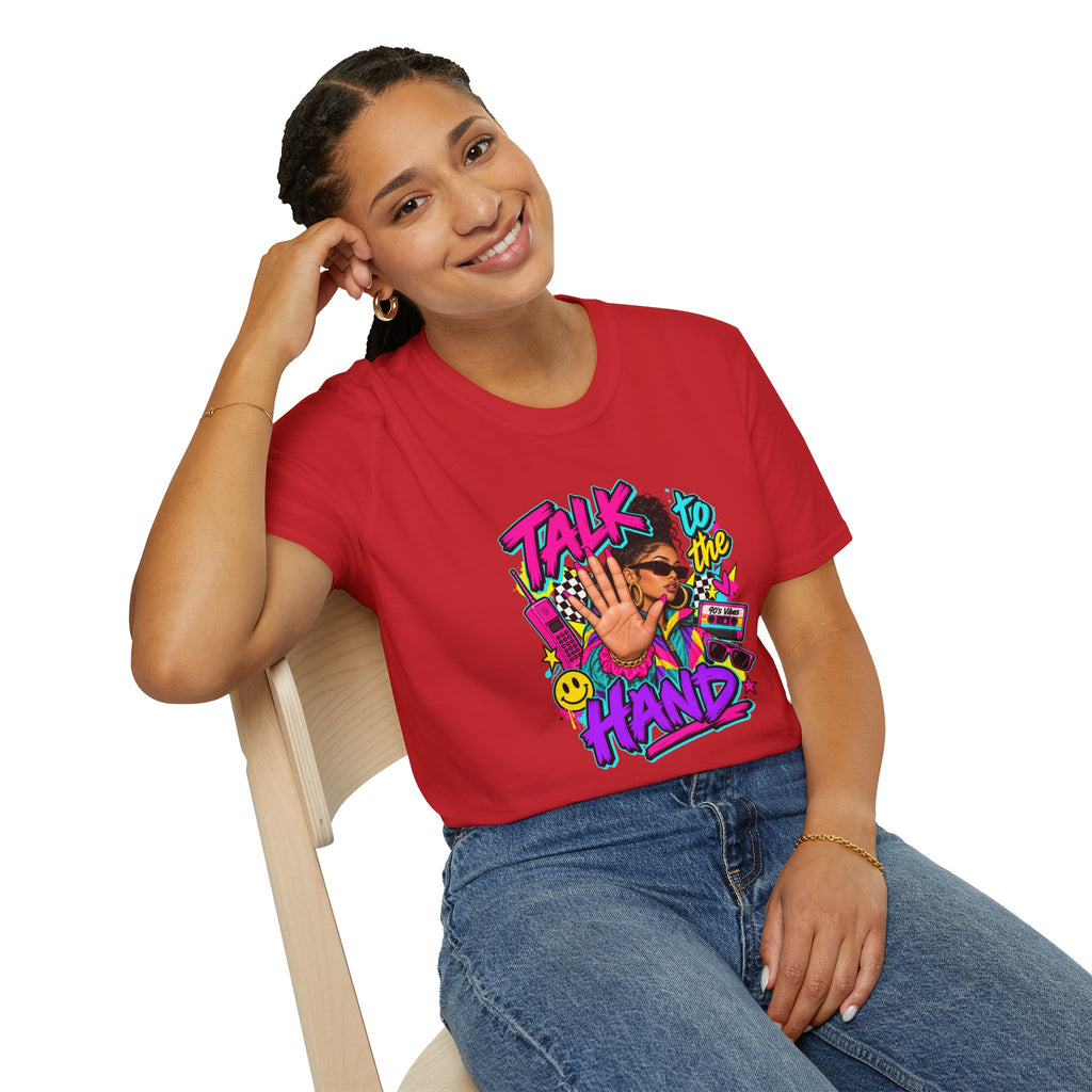 Talk to the Hand T-Shirt | 90s Retro Graphic Tee, Pop Art Hand Gesture | 90's 00's Hip Hop Pop Culture Nostalgia
