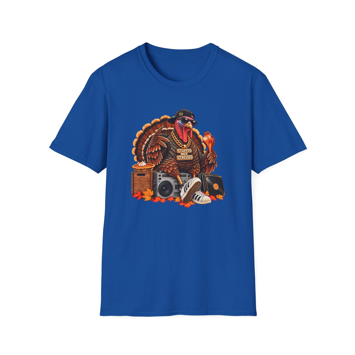 Hip Hop Turkey T-Shirt | Thanksgiving Turkey DJ Turntable, Fall Leaves | 90s 00s Nostalgia