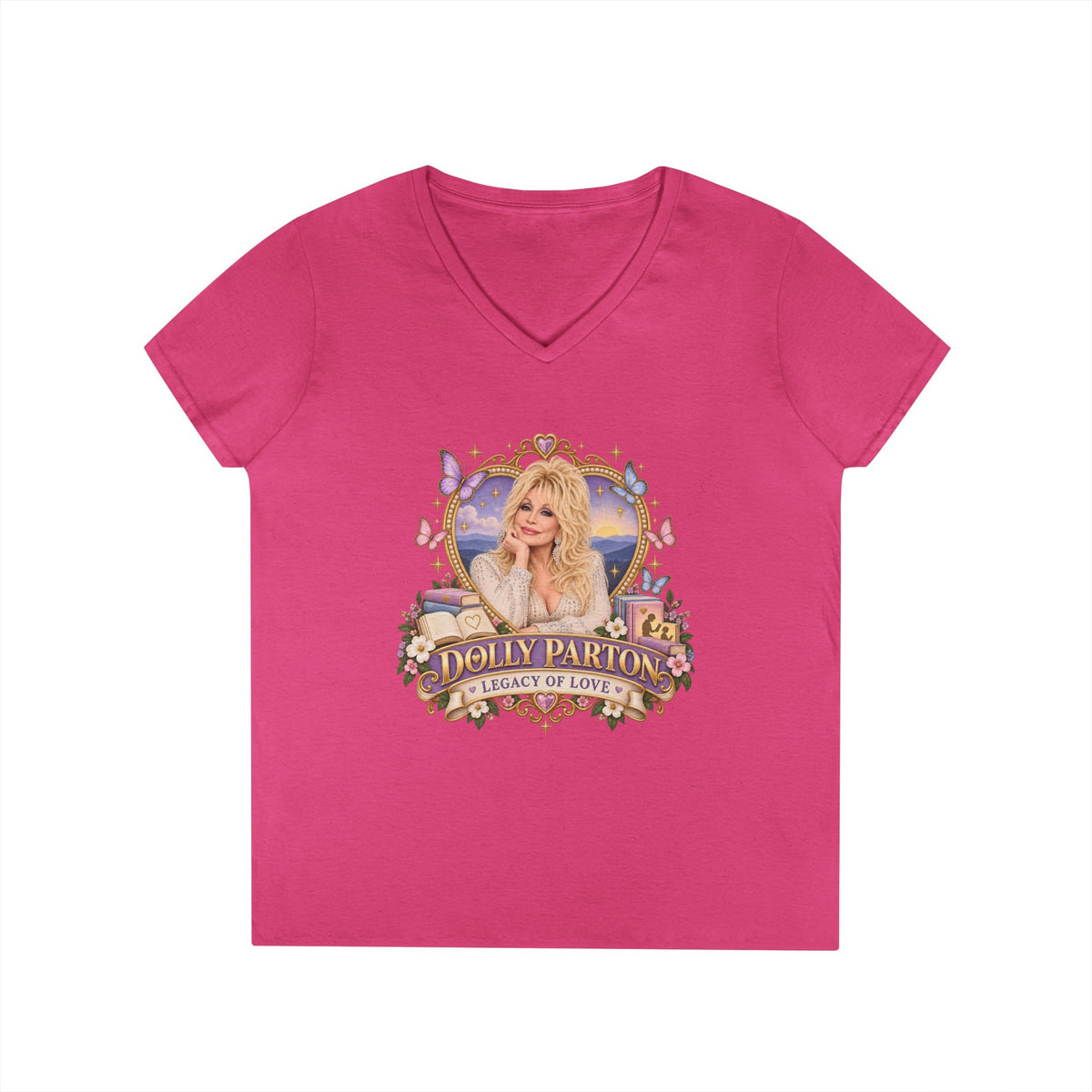 Dolly Parton Portrait V-Neck T-Shirt tribute | Country Music Singer Graphic Tee