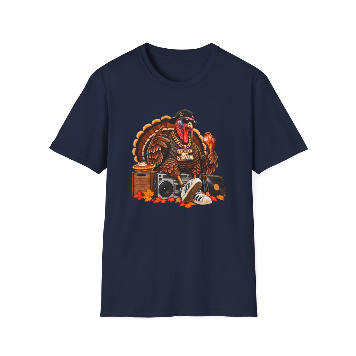 Hip Hop Turkey T-Shirt | Thanksgiving Turkey DJ Turntable, Fall Leaves | 90s 00s Nostalgia